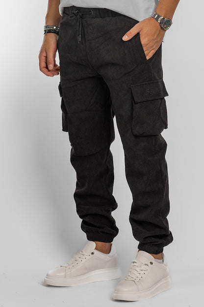 Cargo model velvet tracksuit trousers | Black