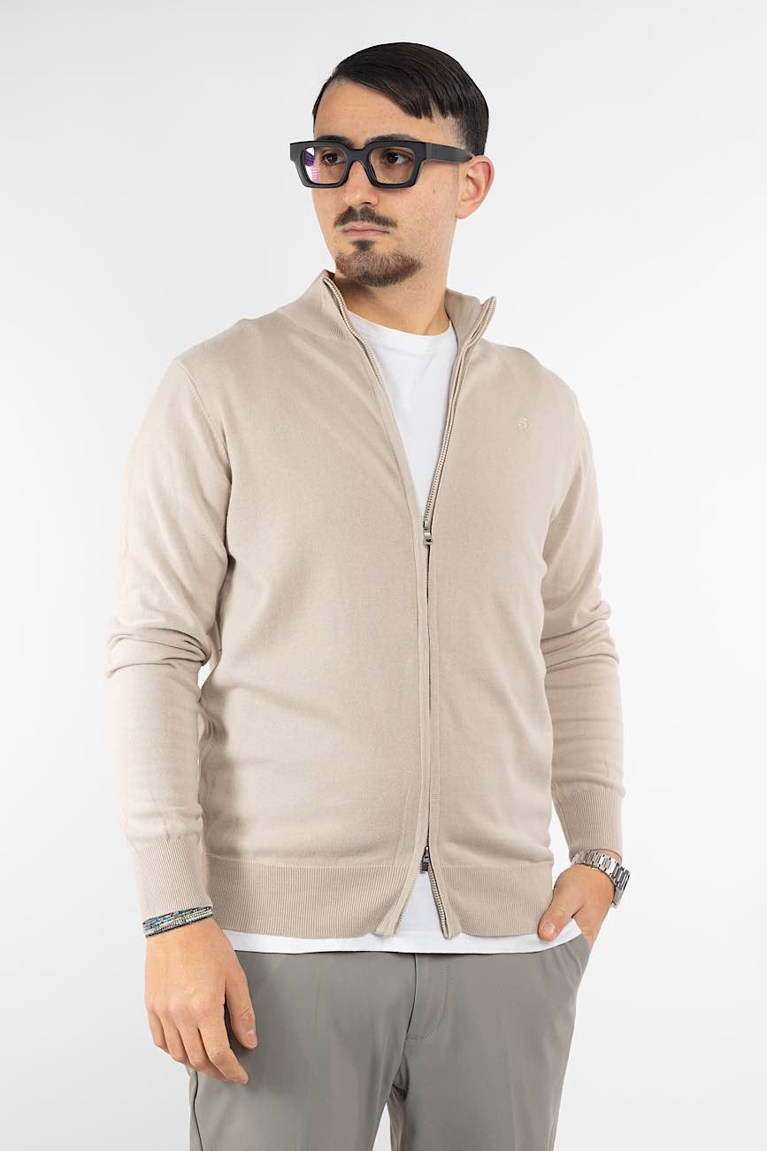 Pullover Zip Intera 100% Cotone | 2 per €40 | Beige 45