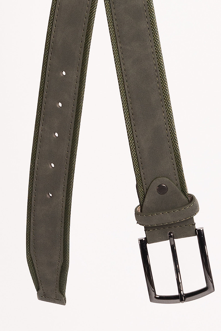 Double Fabric Faux Leather Belt | Green