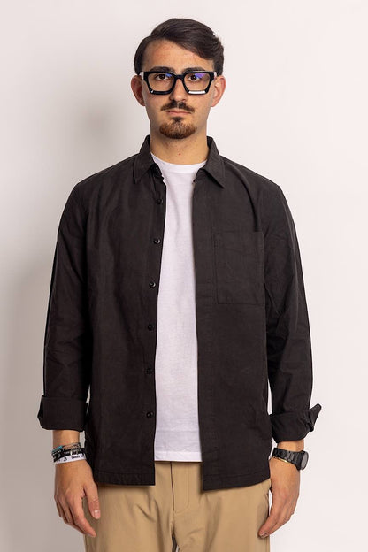 100% Cotton Basic Shirt Jacket | Black