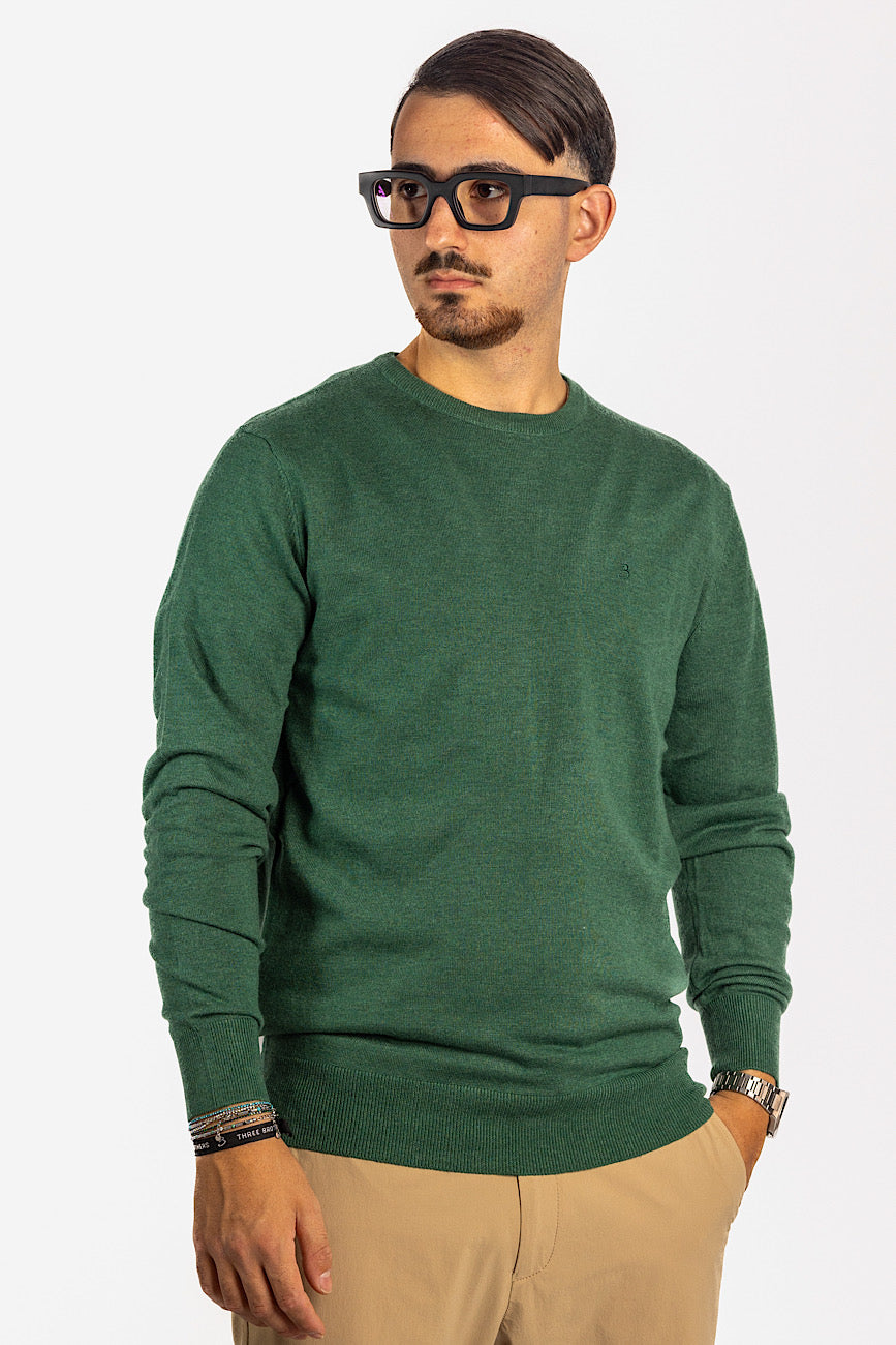 Jersey con cuello redondo en mezcla de lana <tc>"€20 de descuento en el segundo"</tc> | Verde 21