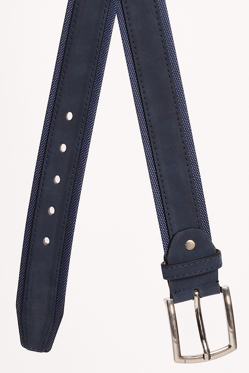 Double Fabric Faux Leather Belt | Dark Blue