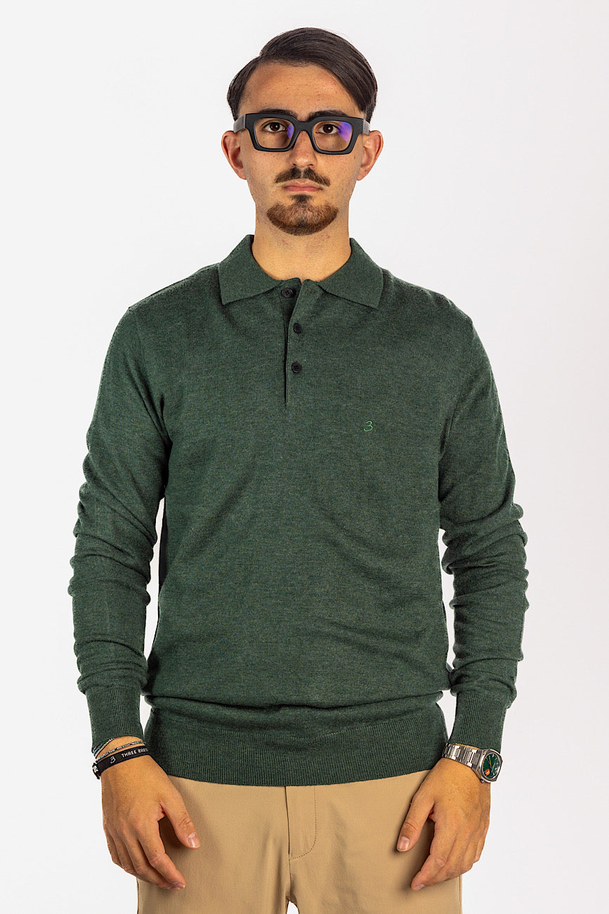 Pull polo en laine mélangée <tc>"20€ de réduction au deuxième"</tc> | Vert forêt 12