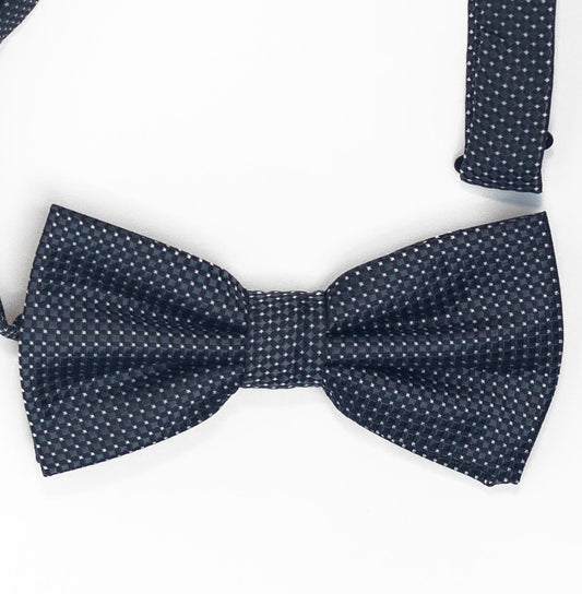 Black Bow Tie | Blue-White Pattern