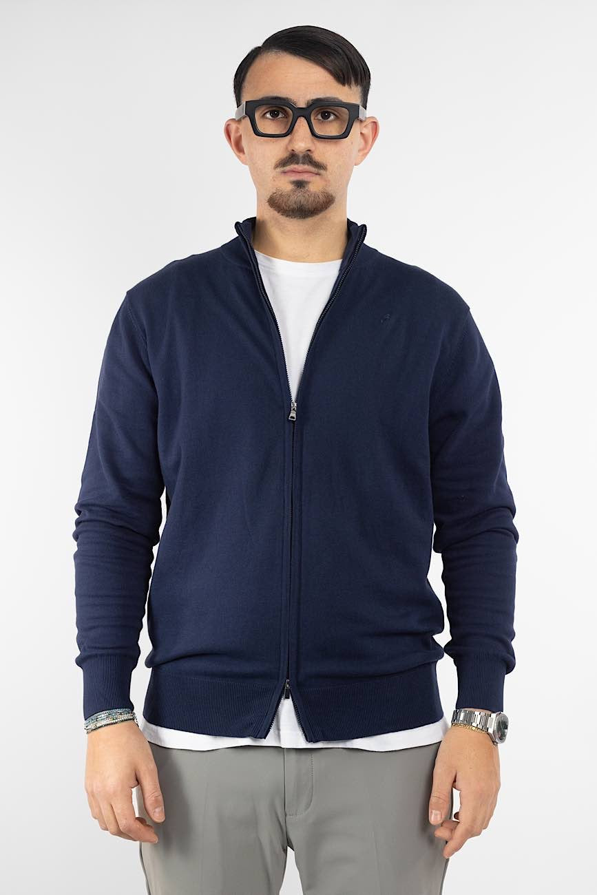 Pullover Zip Intera 100% Cotone | 2 per €40 | Blu 20