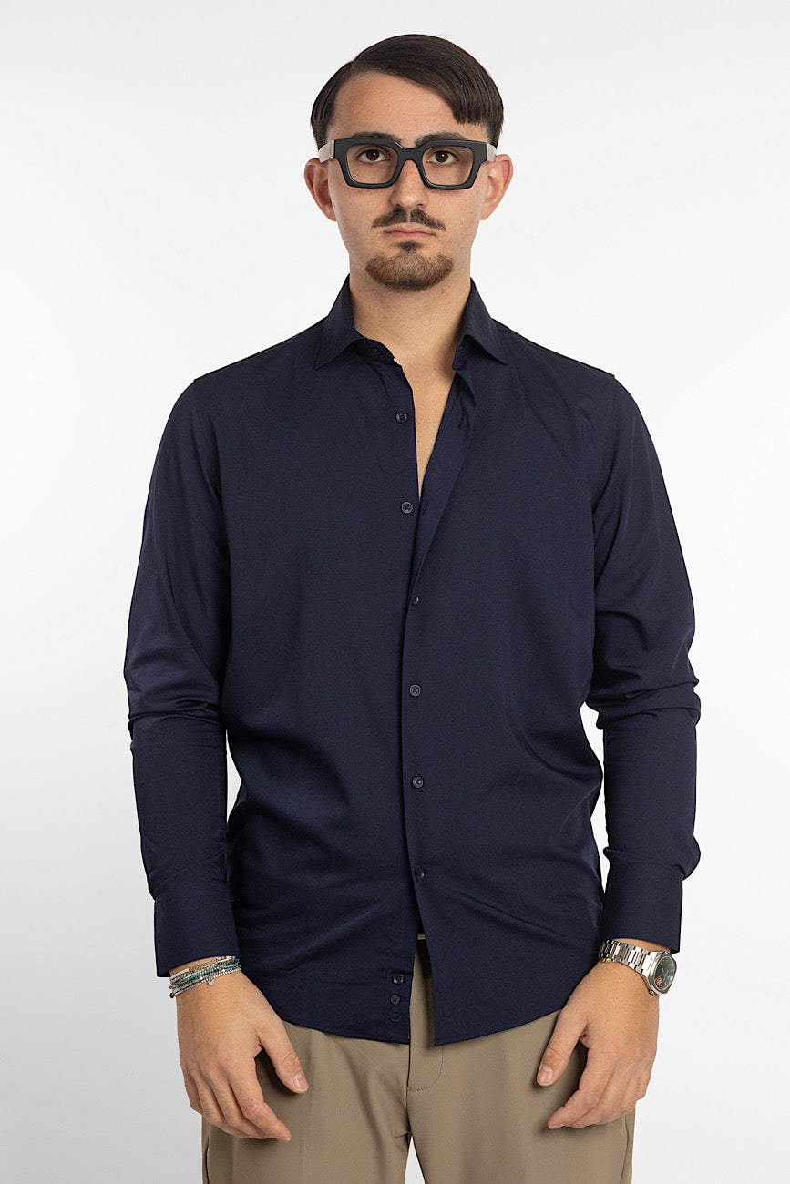 Camicia No Stiro Regular Basic | Taglie Extra | Blu