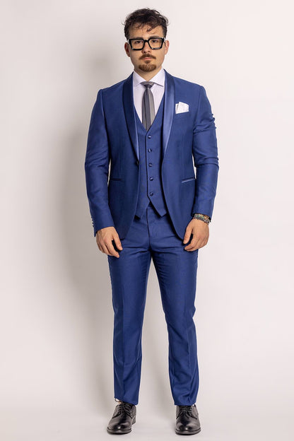 Tuxedo Model Suit With Vest | Electric Blue