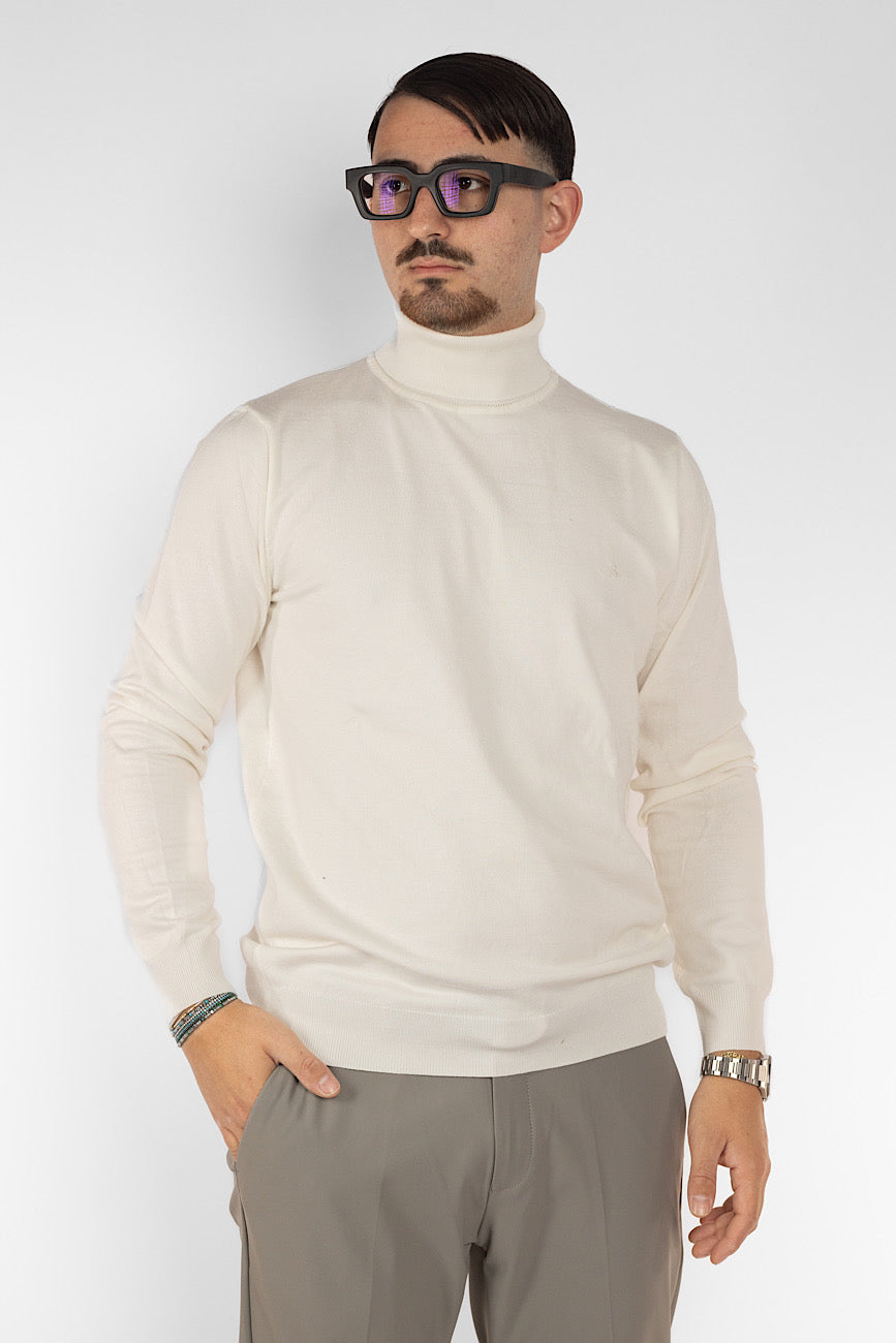 Hochgeschlossener Pullover | 2 + 1 Gratis | Weiß