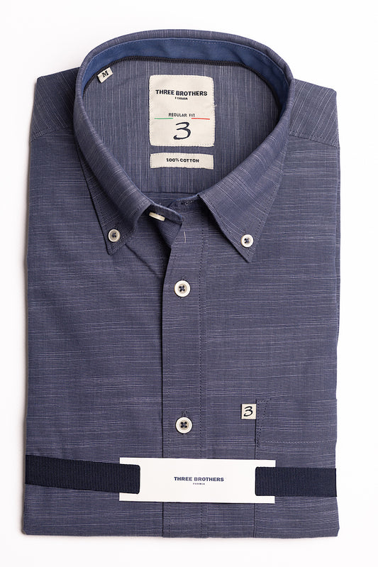 Chemise coupe classique bleu foncé mélangé