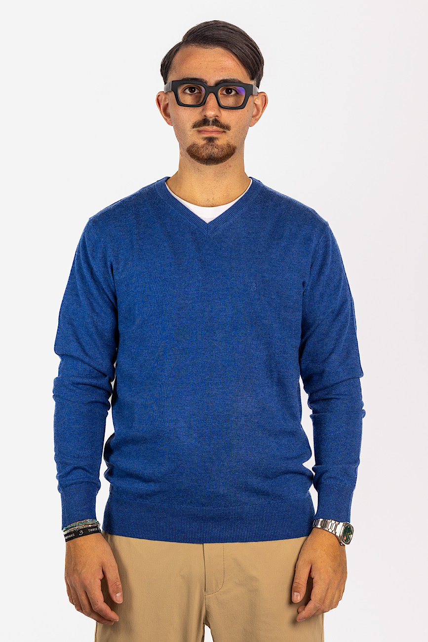 Wool Blend V-Neck Pullover<tc>"€20 discount on the second"</tc> | Blue 03