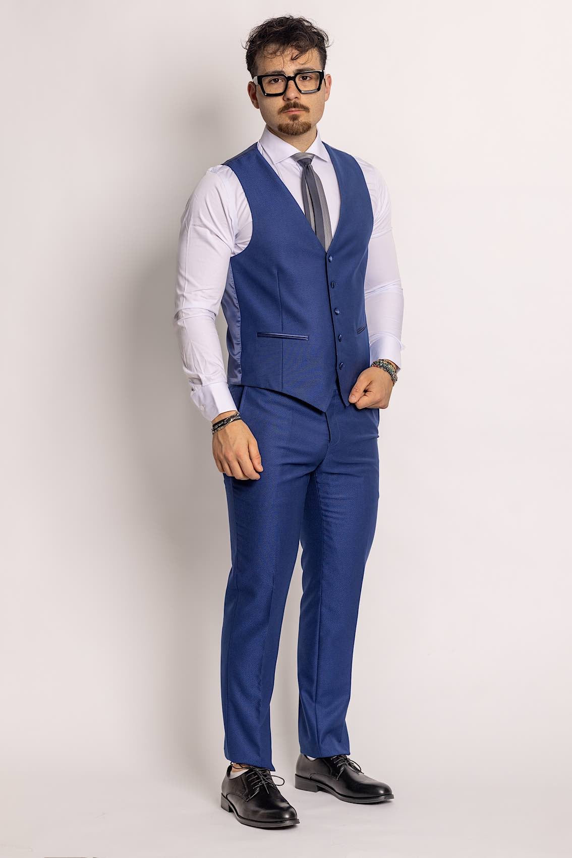 Tuxedo Model Suit With Vest | Electric Blue