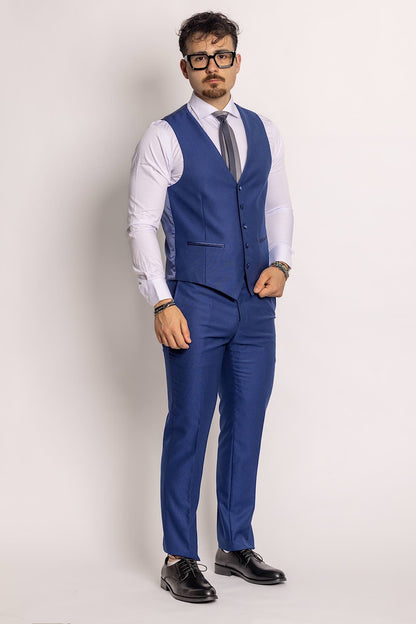 Tuxedo Model Suit With Vest | Electric Blue