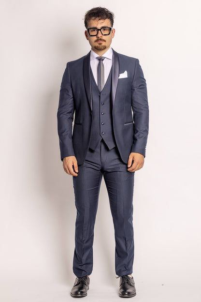 Tuxedo Model Suit With Vest | Dark Blue