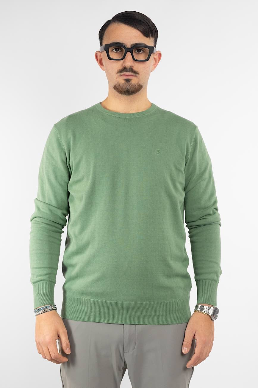 Pullover Girocollo 100% Cotone | 2 per €40 | Verde 32