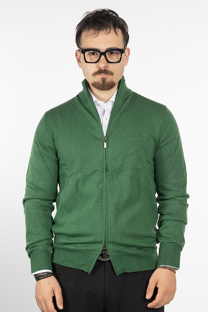 Pull à fermeture éclair en mélange de laine | <tc>"20€ de réduction au deuxième"</tc> | Vert