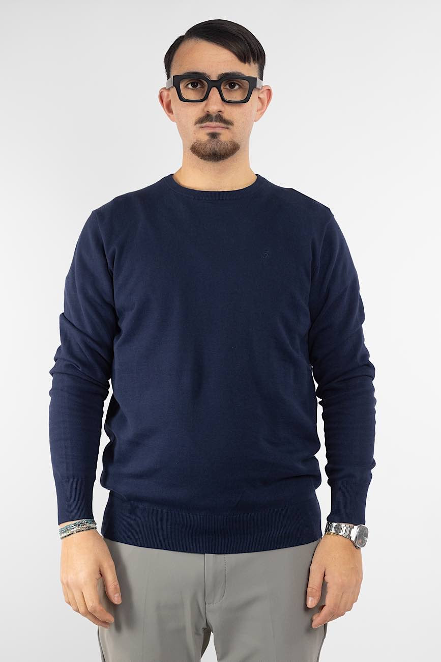 Pullover Girocollo 100% Cotone | Taglie Extra | 2 per €50 | Blu 20