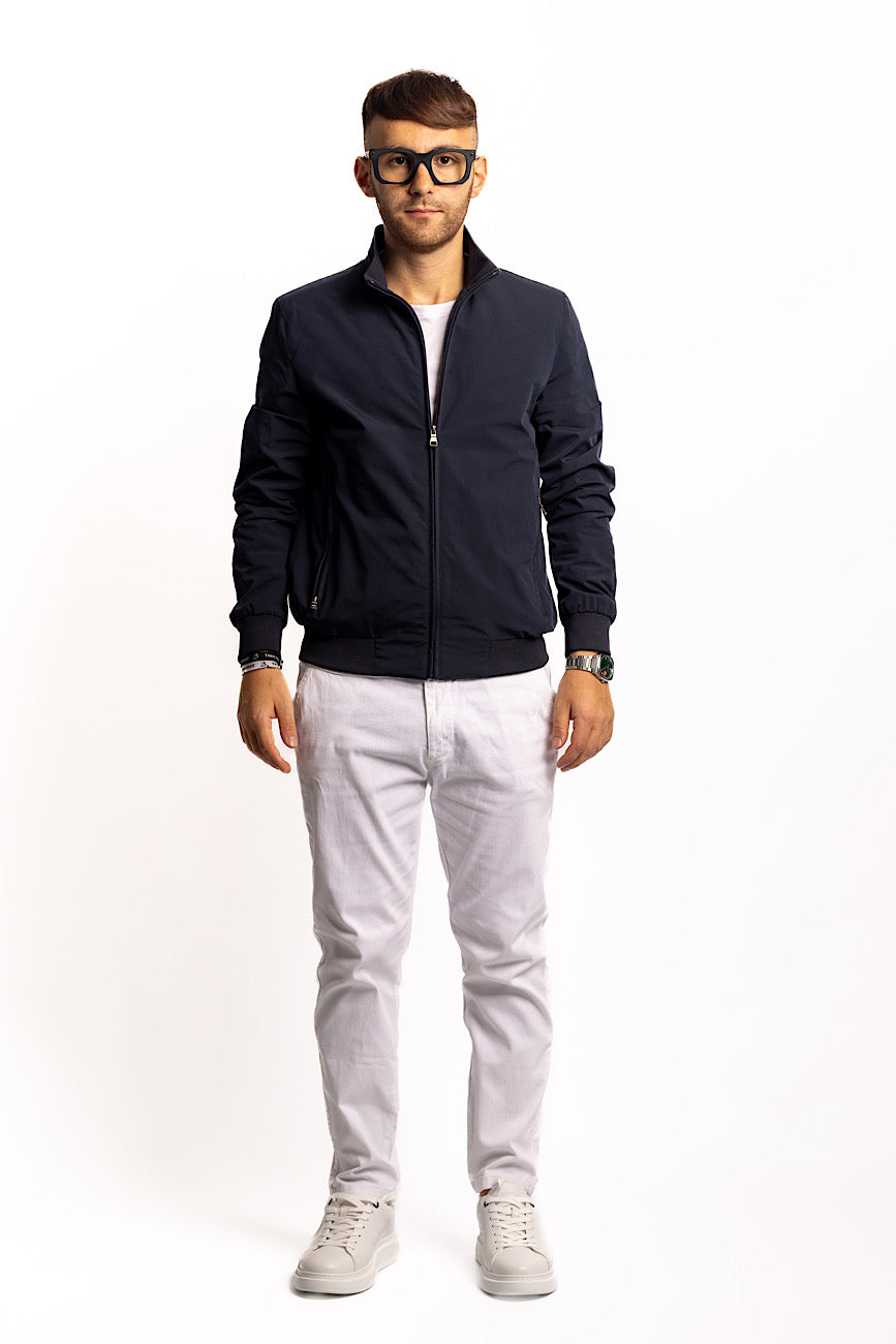 Unlined Technical Fabric Bomber | Blue