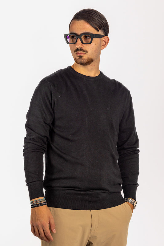 Wool Blend Crew Neck Sweater<tc>"€20 discount on the second"</tc> | Black 01