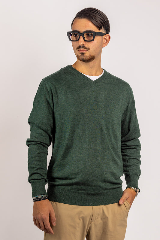 Pullover Collo a V Misto Lana 2 per €40 | Verde Bosco 12