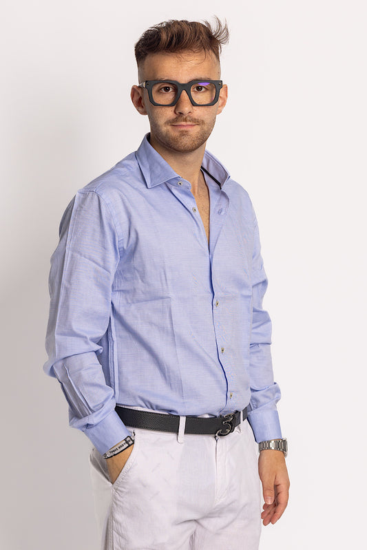 Camisa 100% Algodón Semi Slim | celeste