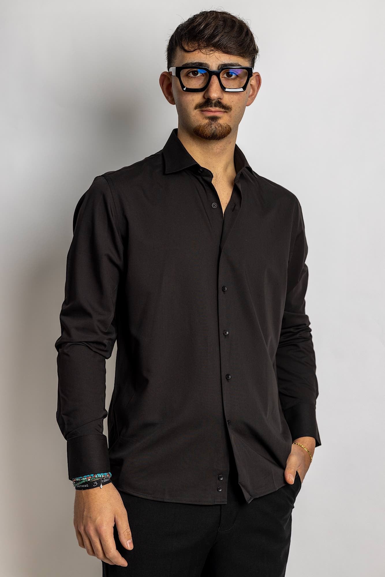 Chemise slim sans repassage | Noir