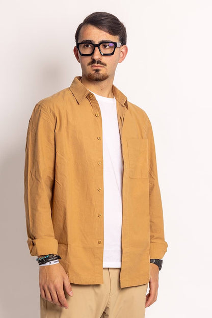 100% Cotton Basic Shirt Jacket | Tobacco