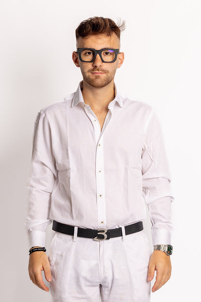 100% Cotton Shirt Semi Slim | White