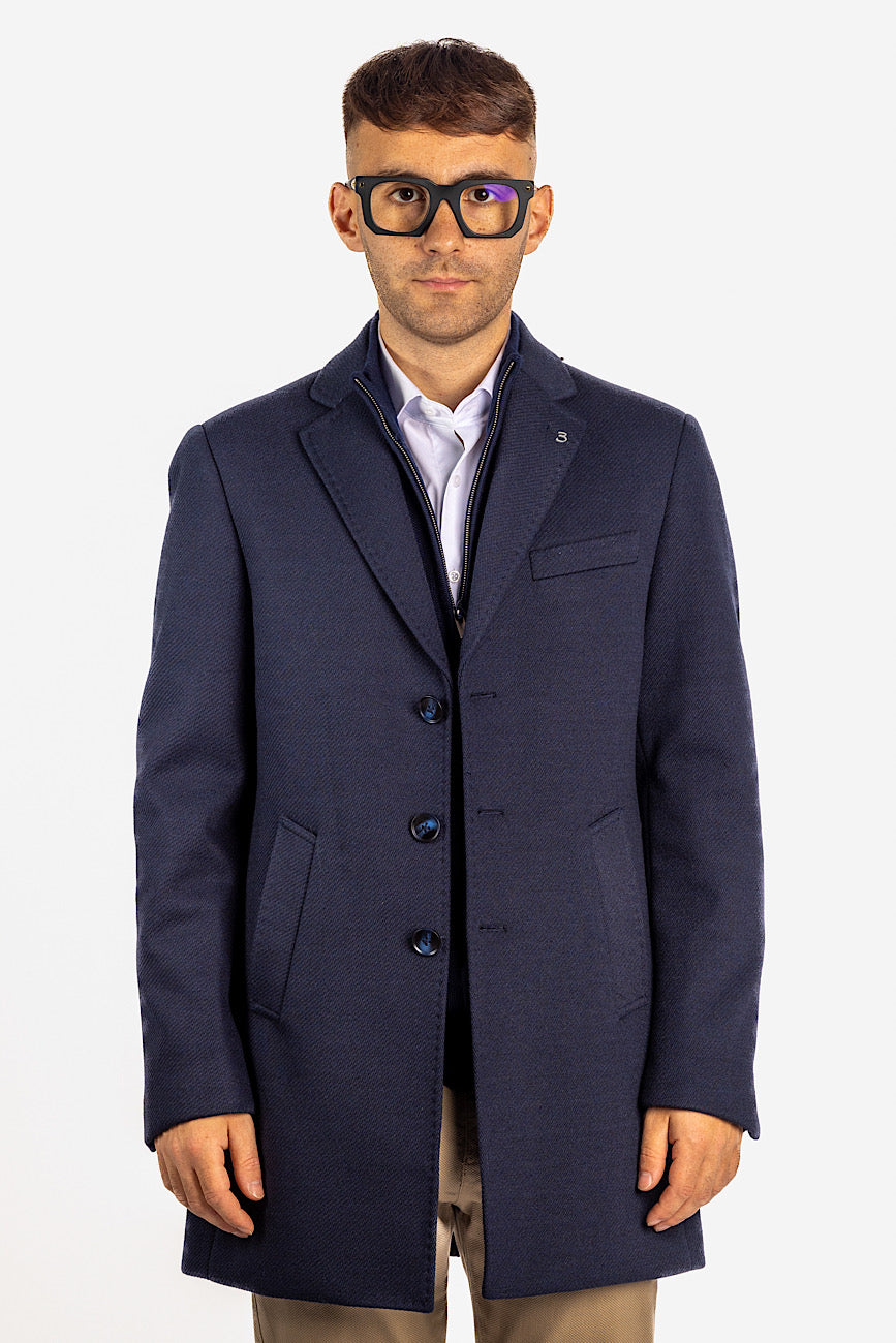 Manteau en tissu à chevrons | Bleu