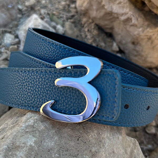 Ceinture double face bleu ciel