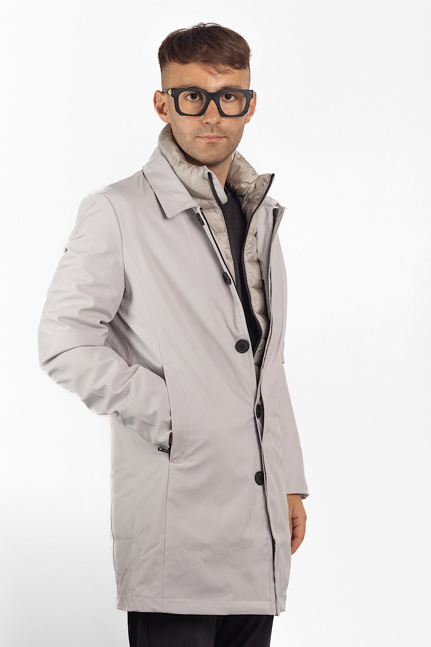 Padded Technical Fabric Trench | Ice