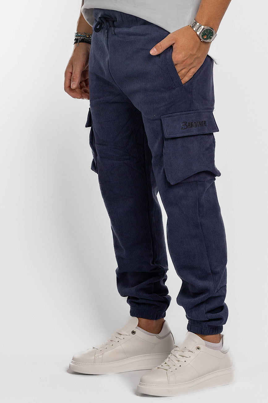 Cargo model velvet tracksuit trousers | Blue