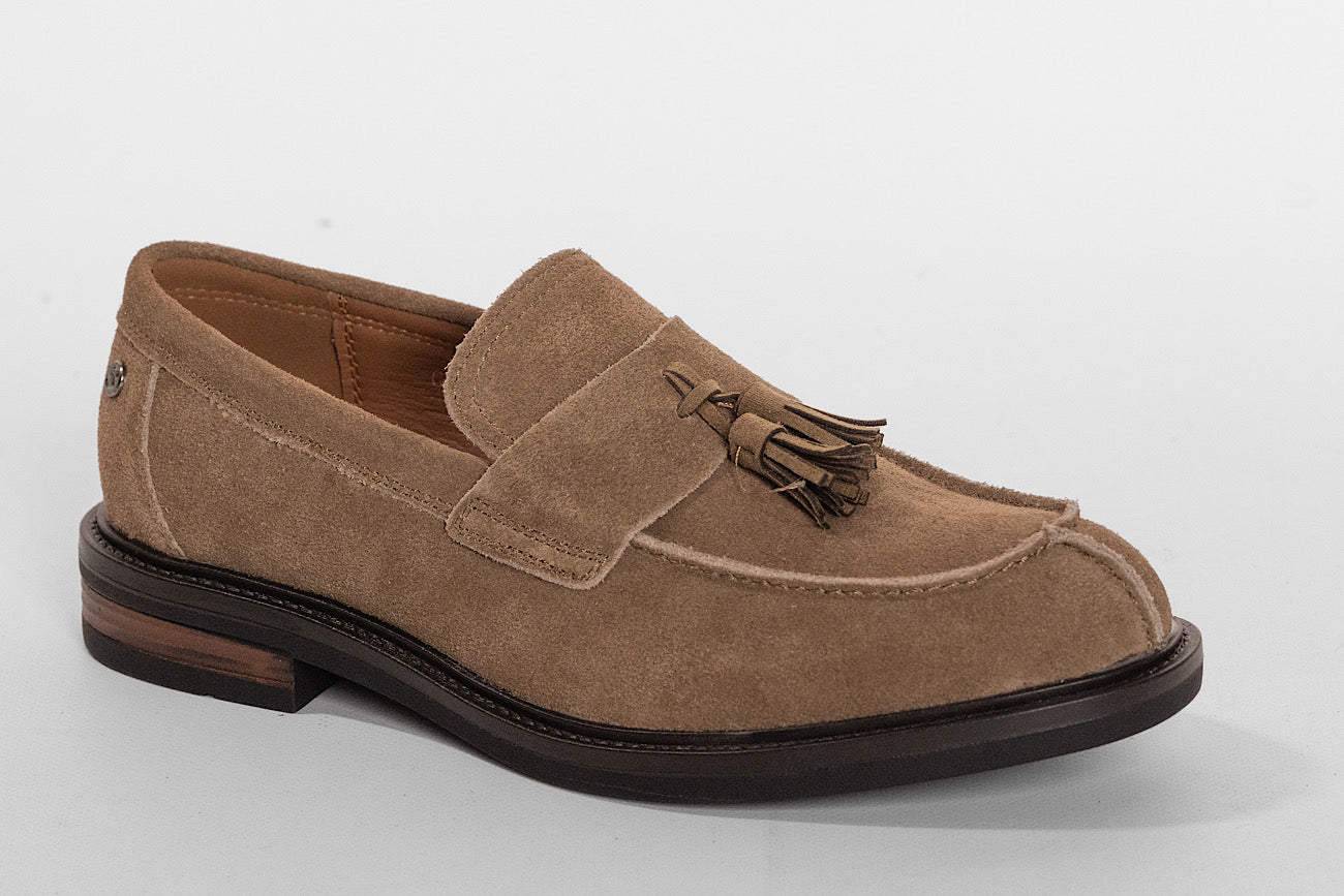 Genuine Leather Tassel Loafer | Khaki