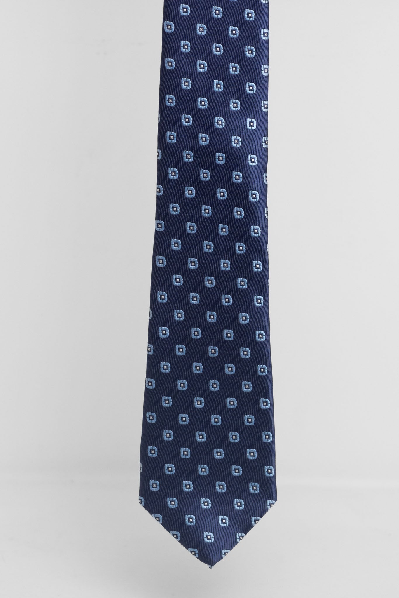 Cravatta Tre Pieghe Fantasia Unica Geometrica Fondo Blu e Celeste | 2 Per €20