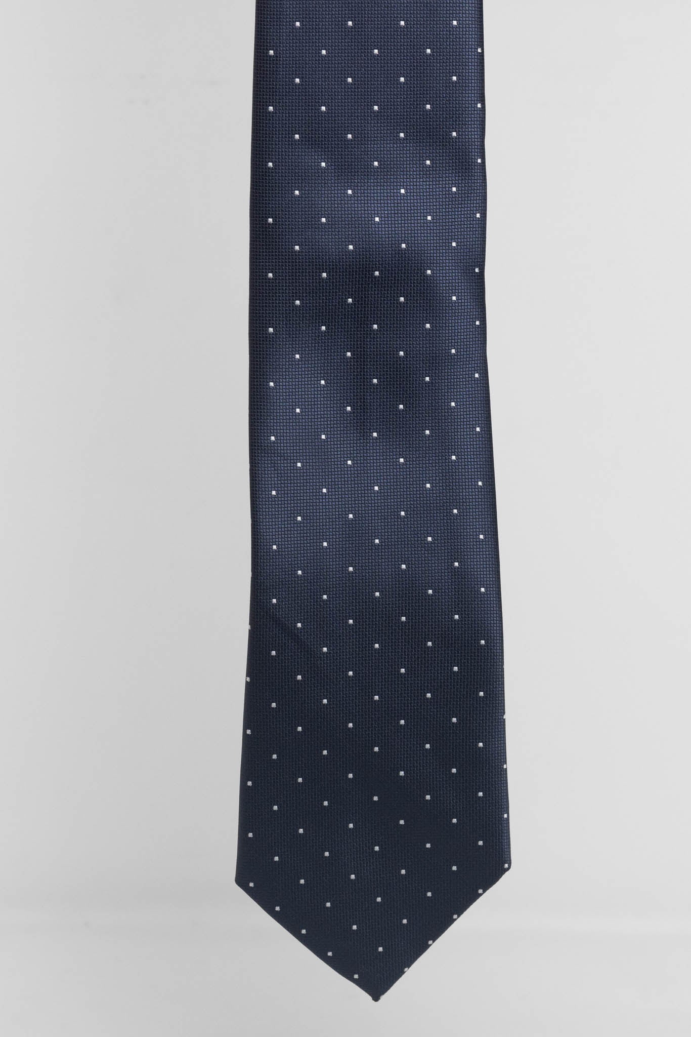 Cravatta Tre Pieghe Micro Pois Fondo Blu e Bianco | 2 Per €20