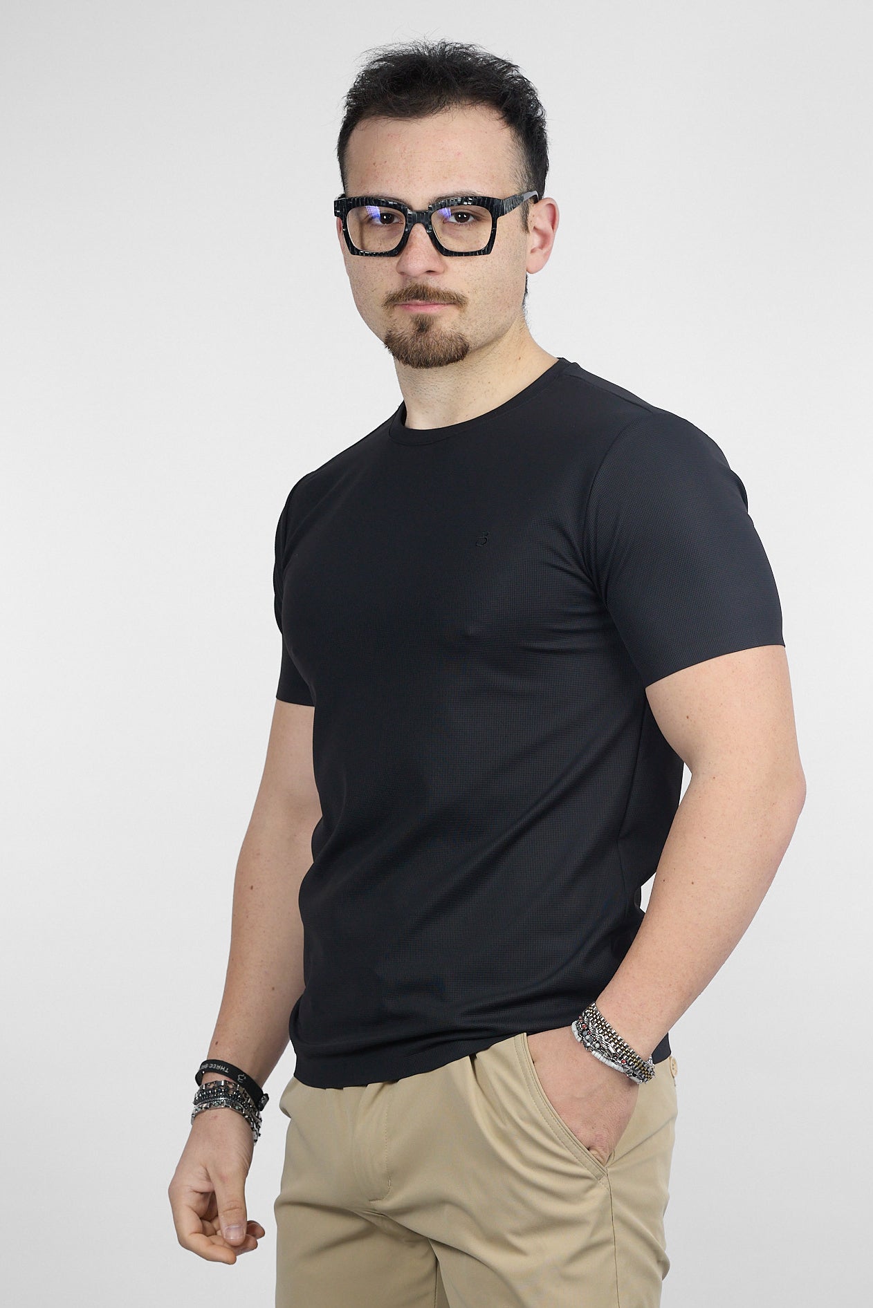 T-Shirt Mezza Manica Active No Stiro Lavorata 0503 | 2 per €30 | Nero