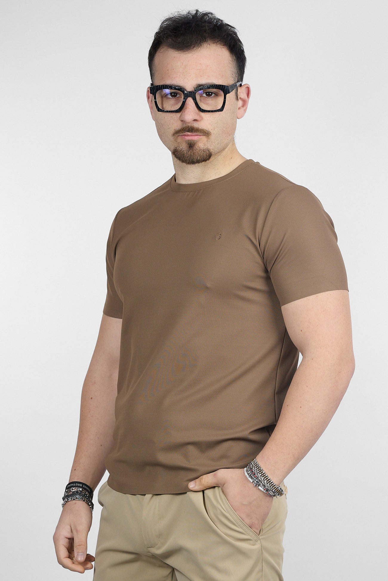 T-Shirt Mezza Manica Active No Stiro Lavorata 0503 | 2 per €30 | Fango