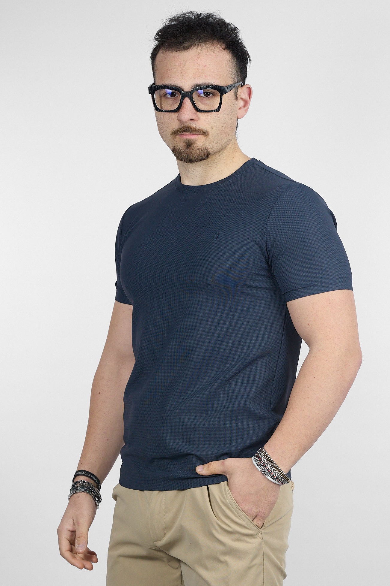 T-Shirt Mezza Manica Basic Ice Cotton 0501 | 2 per €30 | Blu