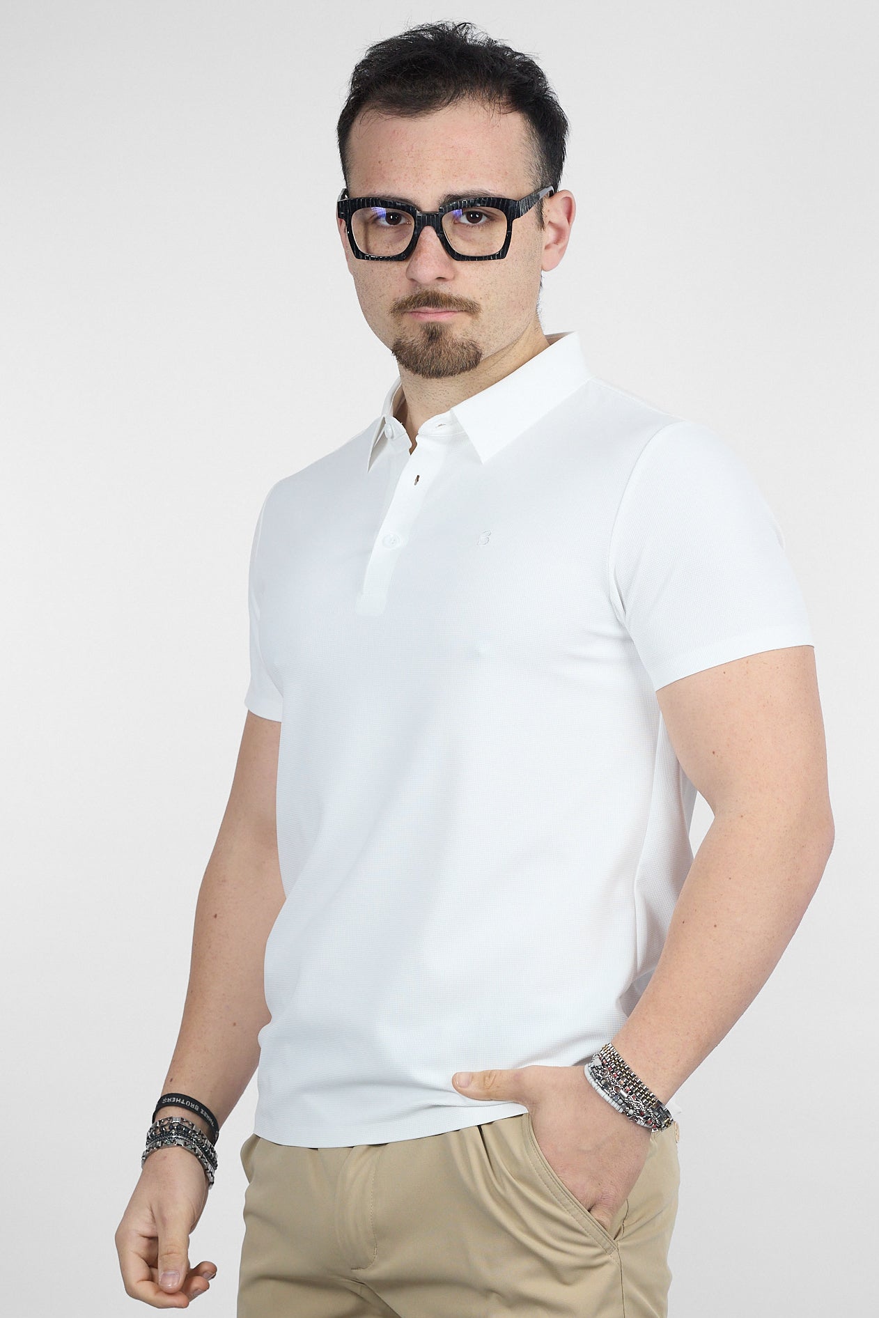 Polo Mezza Manica Active No Stiro Lavorata 0502 | 2 per €40 | Bianco