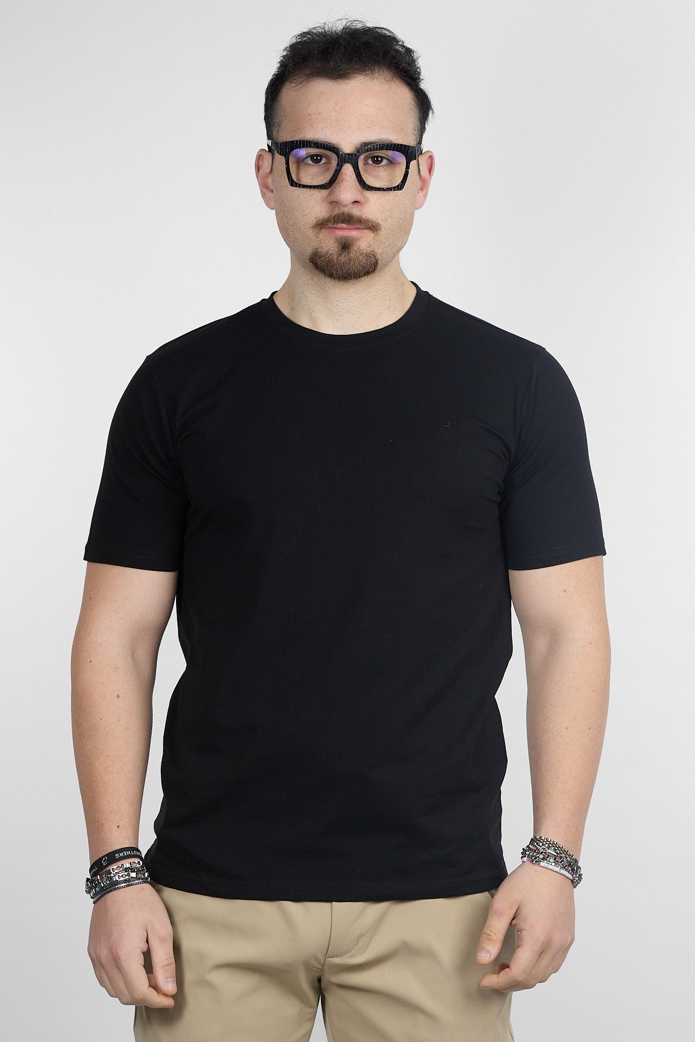 T-Shirt Mezza Manica Basic Ice Cotton 0501 | 2 per €30 | Nero