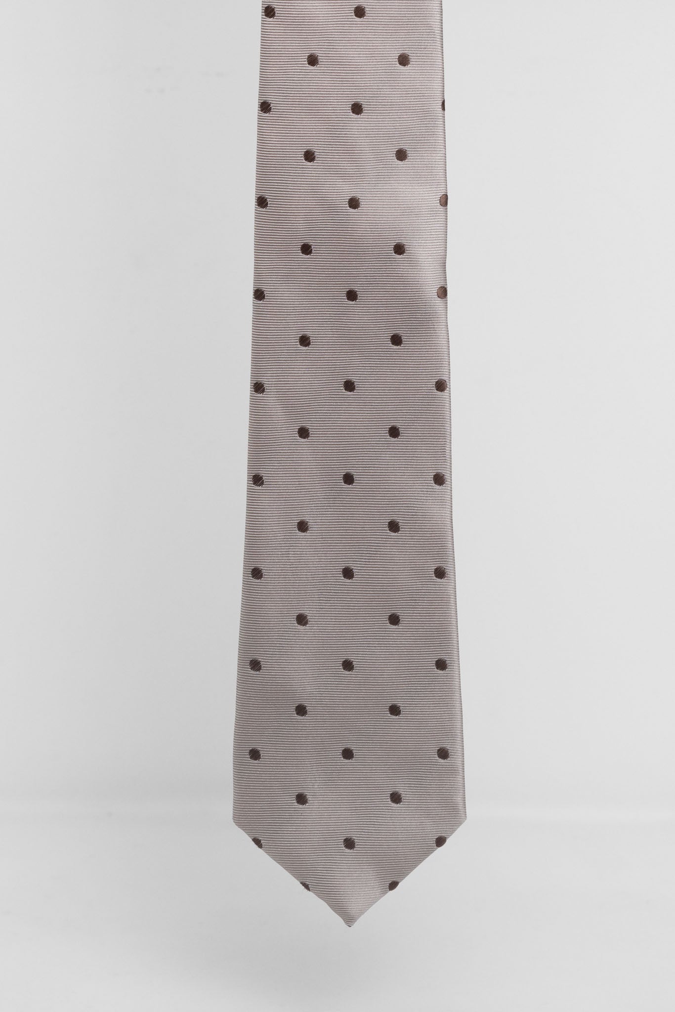 Cravatta Tre Pieghe Pois Fondo Biege e Marrone | 2 Per €20