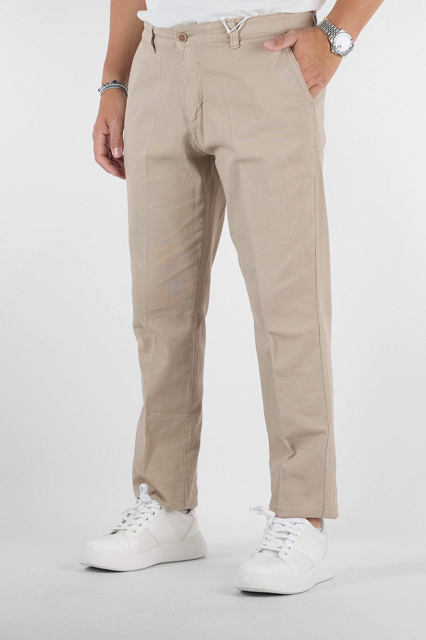 Pantalone Piquet Slim B016 | 2 per €50 | Beige