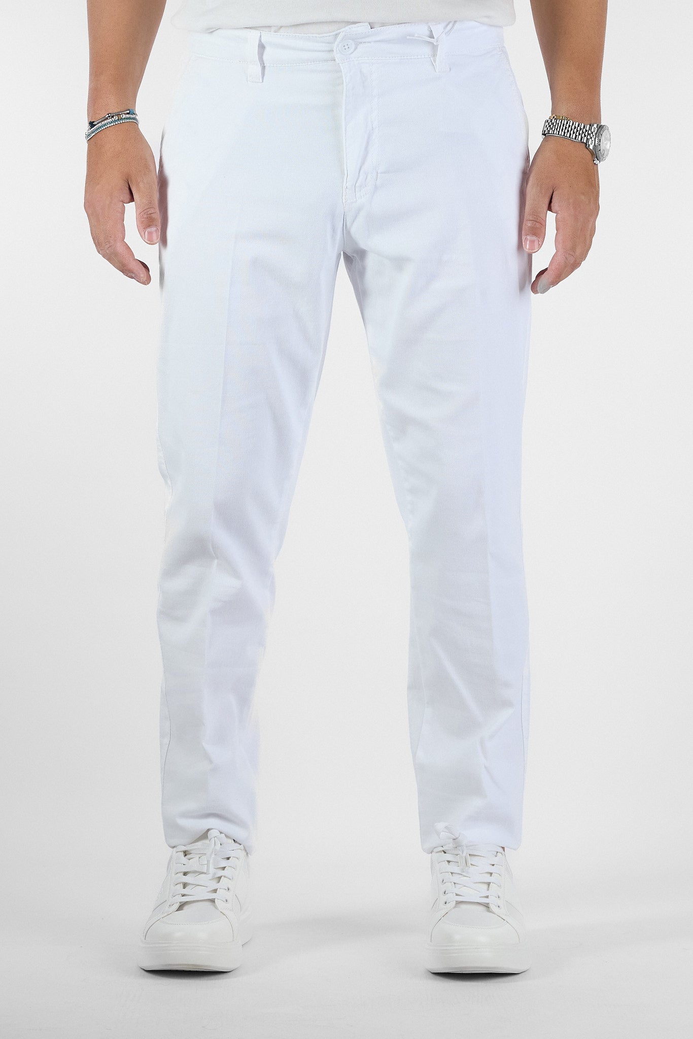 Pantalone Piquet Slim B016 | 2 per €50 | Bianco