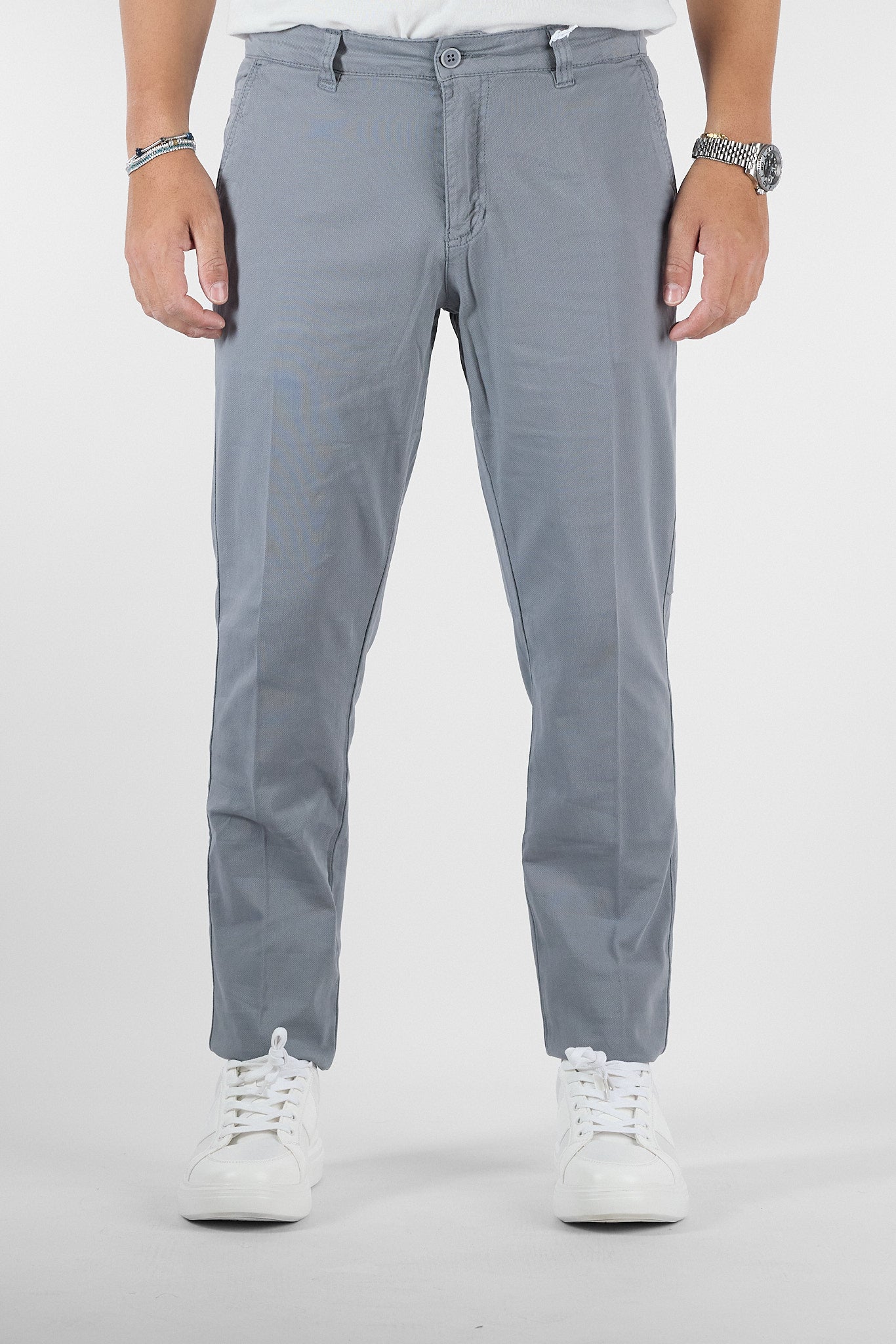 Pantalone Piquet Slim B016 | 2 per €50 | Grigio