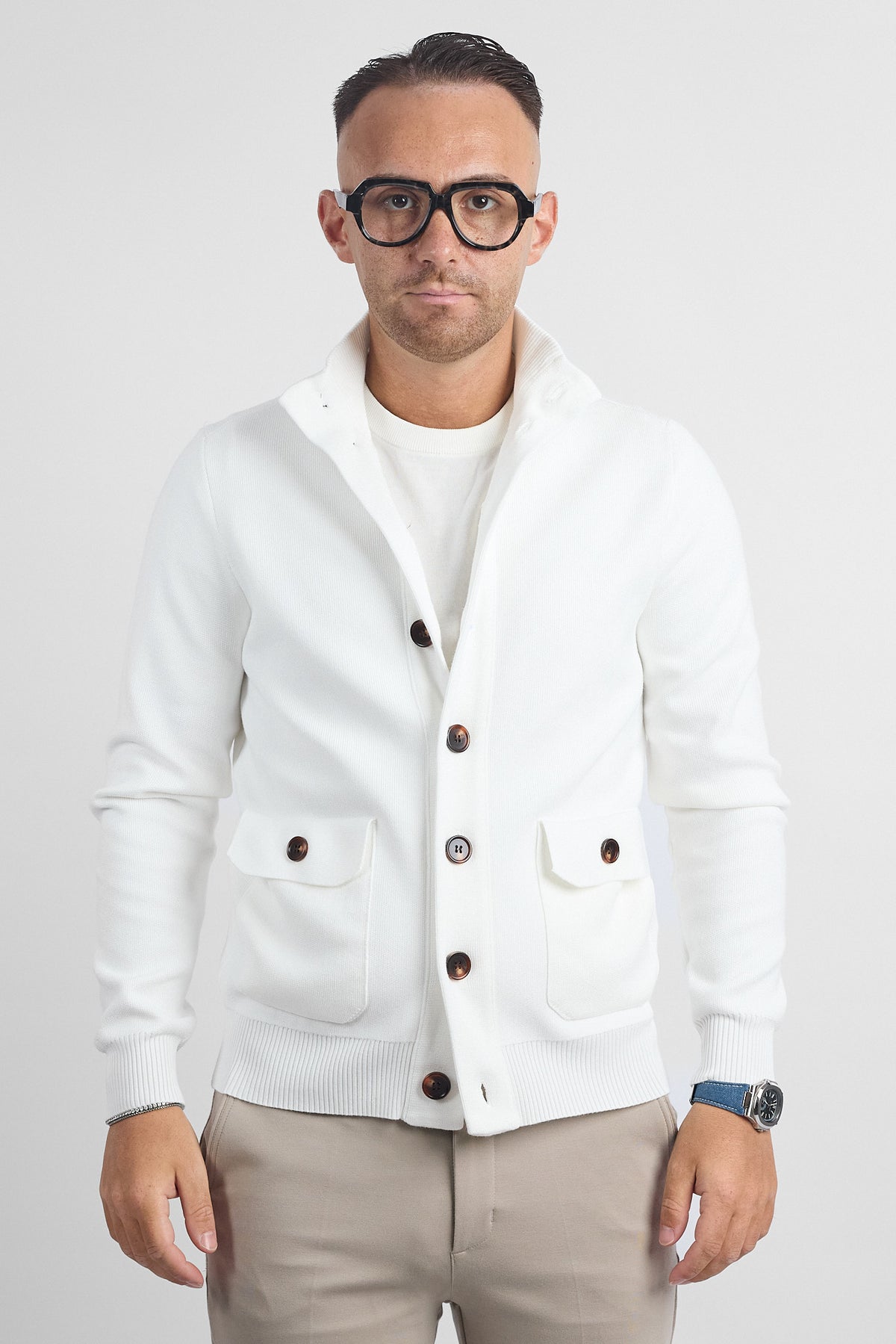 Cardigan Bottoni e Tasche 251069 | Bianco
