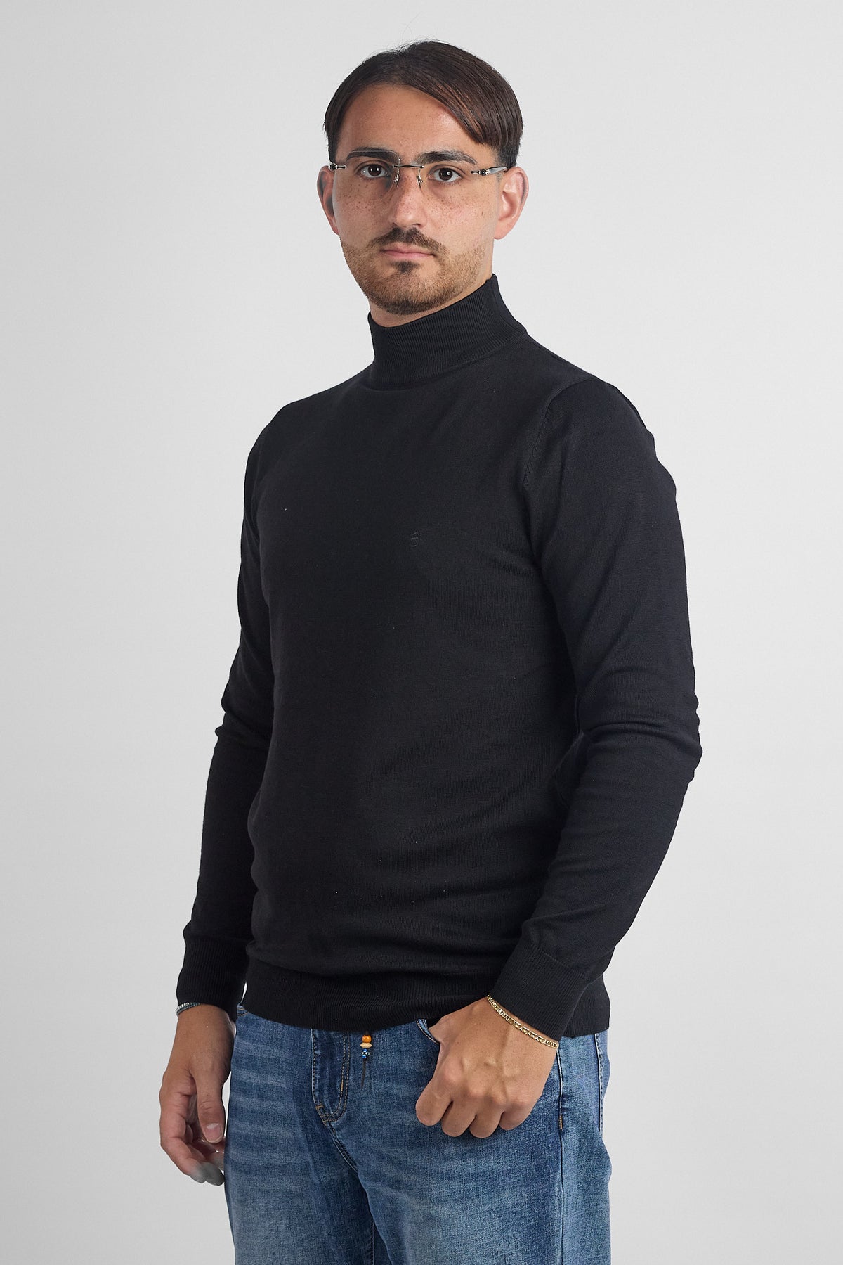 Pullover Lupetto 1/2 Collo Basic 6055 | 2 per €40 | Nero