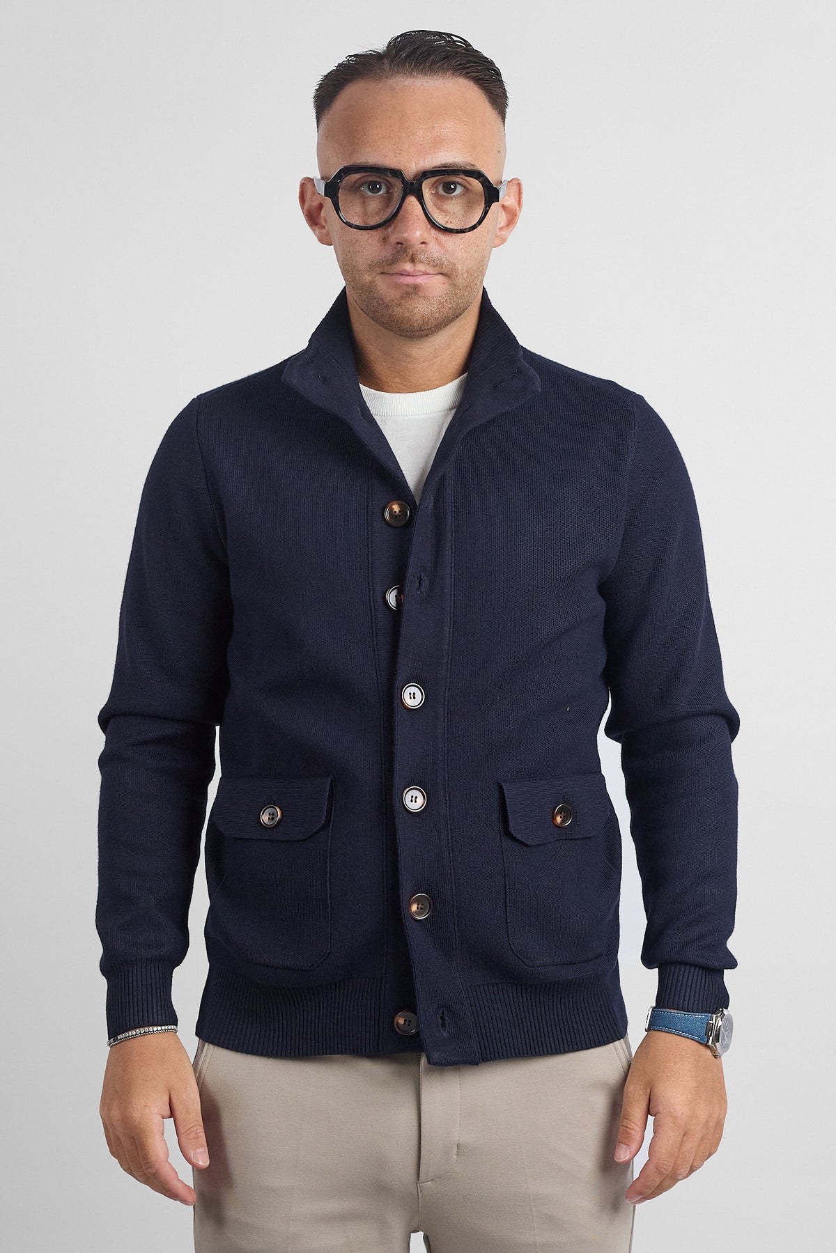Cardigan Bottoni e Tasche 251069 | Blu