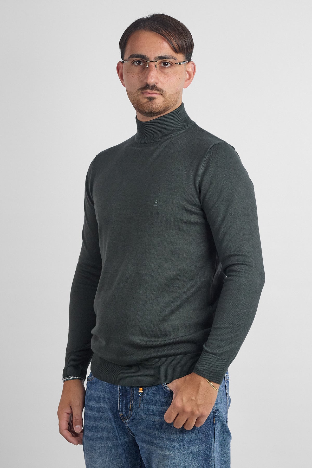 Pullover Lupetto 1/2 Collo Basic 6055 | 2 per €40 | Verde