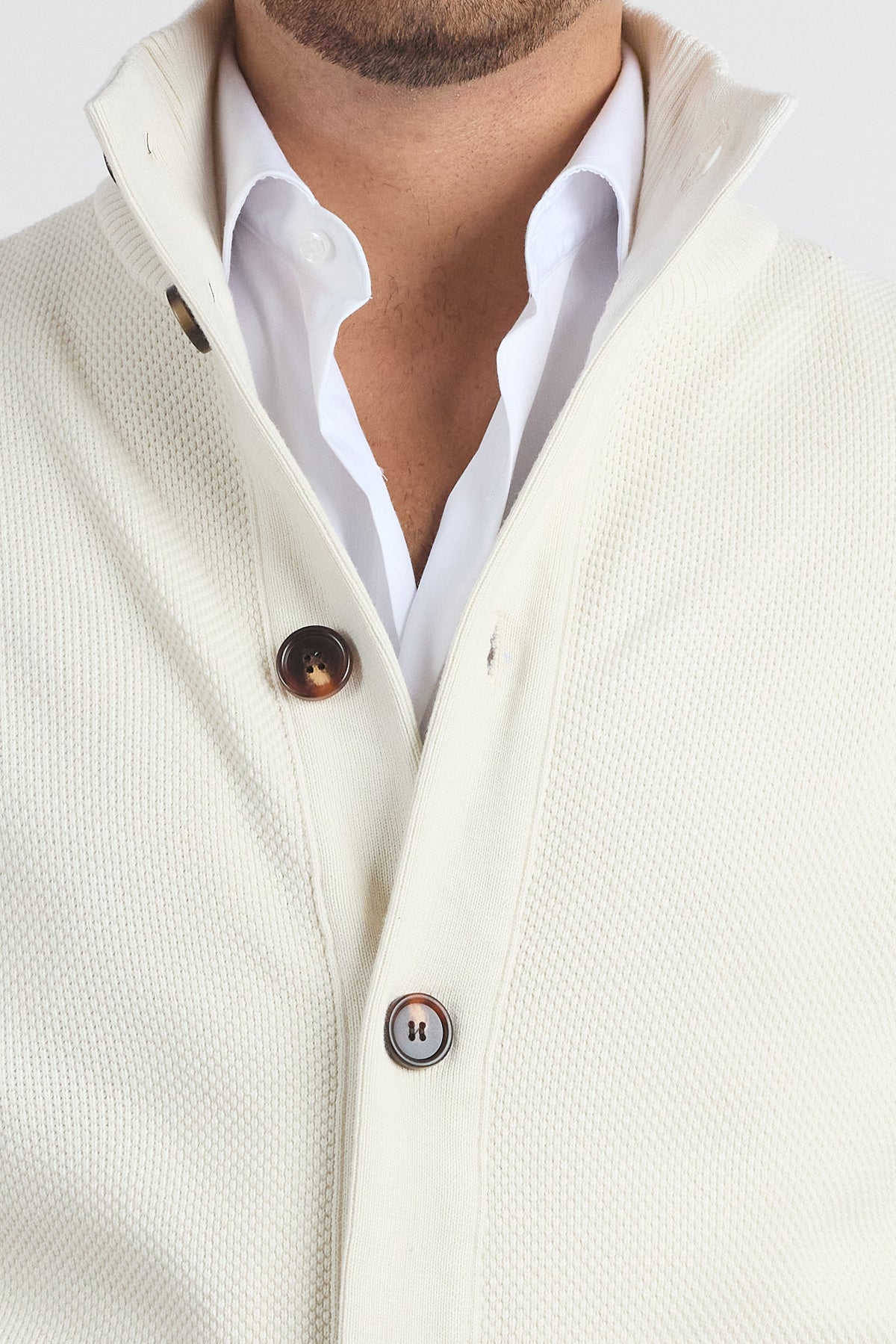 Cardigan Bottoni e Tasche Nido D'Ape 261460 | Bianco