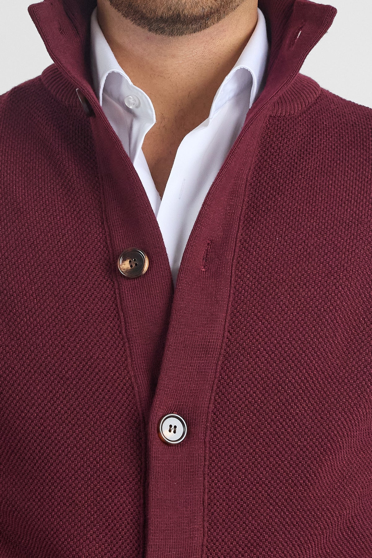 Cardigan Bottoni e Tasche Nido D'Ape 261460 | Bordeaux