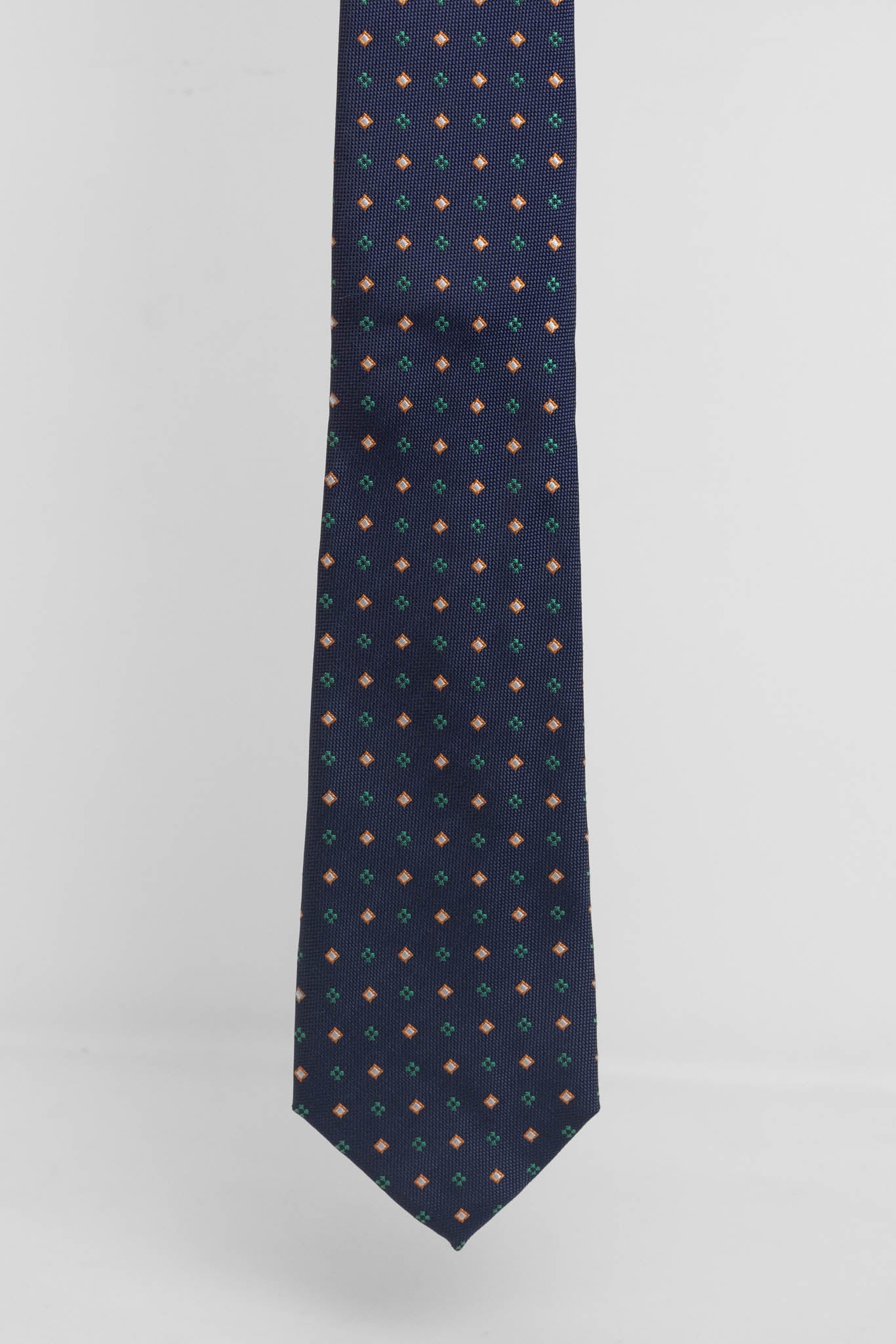 Cravatta Tre Pieghe Rombetti Multicolor Fondo Blu | 2 Per €20